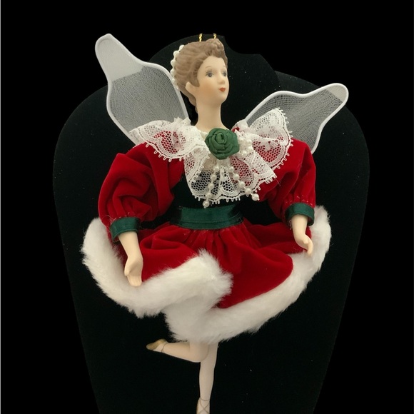 Christmas Ballerina Fairy Ornament Angel Figurine Vintage Porcelain Collectible - Picture 13 of 16